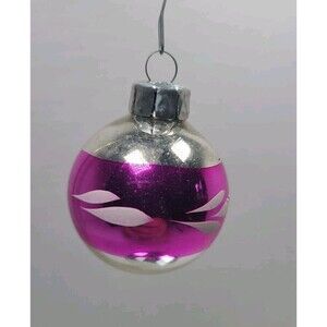 Vintage East Germany Glass Christmas Ornament purple and silver